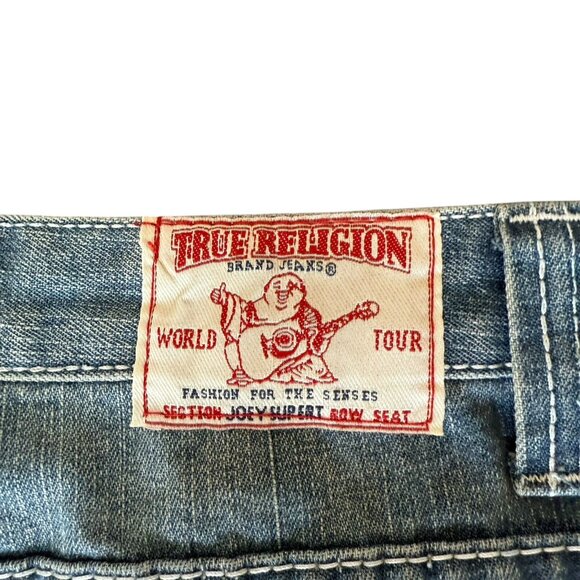 True Religion Jeans Joey Super T Straight Leg Distressed Womens 31x34 - Picture 6 of 10